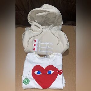 Champions Hoodie & Comme des Garcons PLAY T-Shirt XL